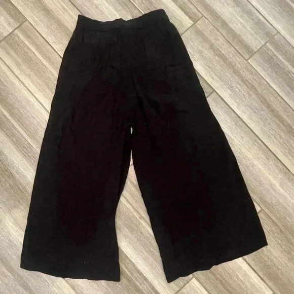 Madewell Parker Crepe Crinkle Straight Ankle Flowy Pants Black, Size XS - Picture 3 of 5